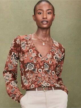 Garnet Hill Easy Crêpe Button-Up Blouse